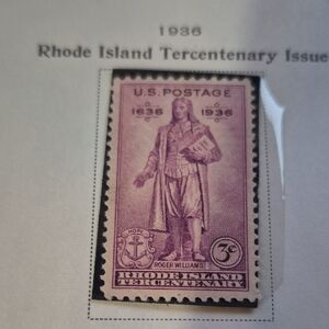 Vintage U.S. Postage Stamp - Rhode Island Tercentenary (Purple)